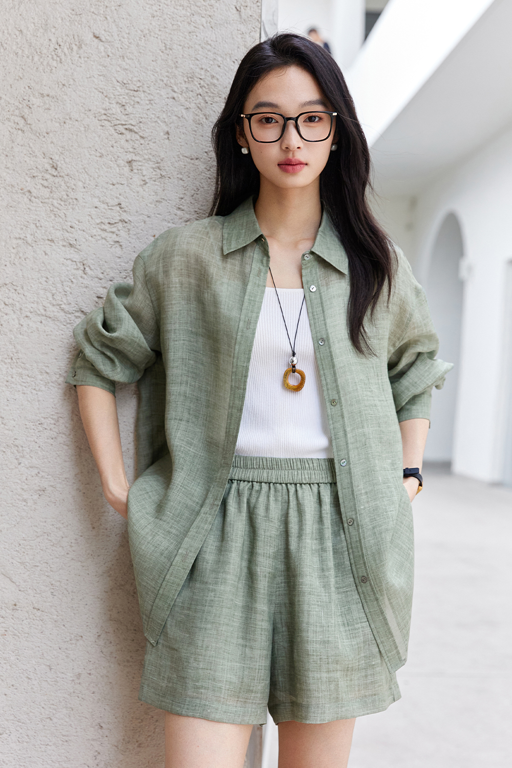 Ramie Tencel Shirt Suit-VIMLYSTORE