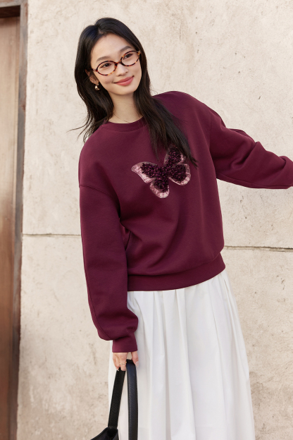 Butterfly Embellished Sweatshirt