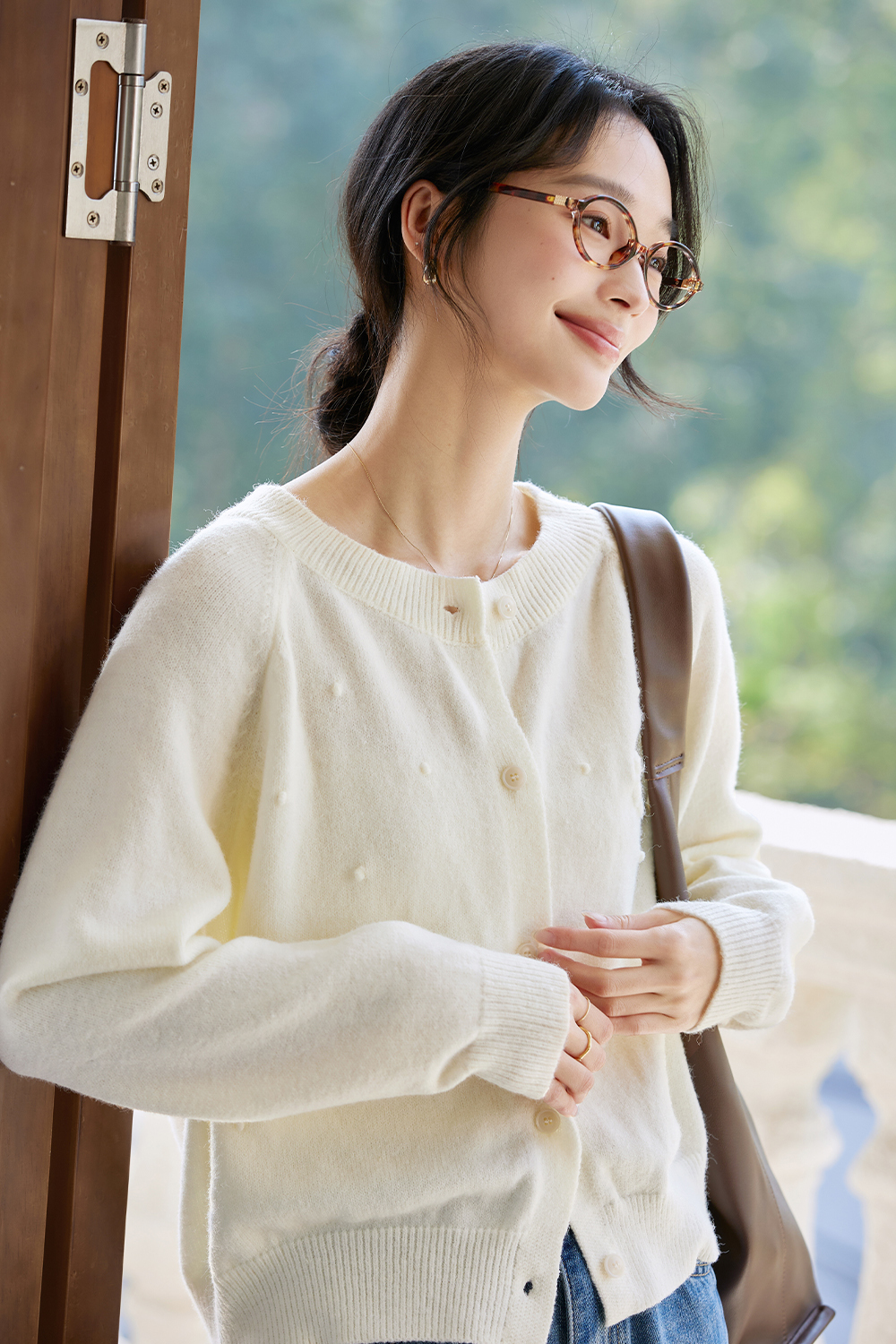 Dot Decoration Knit Cardigan