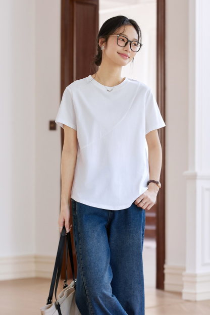 Cotton Solid Color Knitted T-Shirt