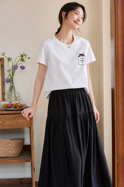 Cotton Pocket Cat T-Shirt