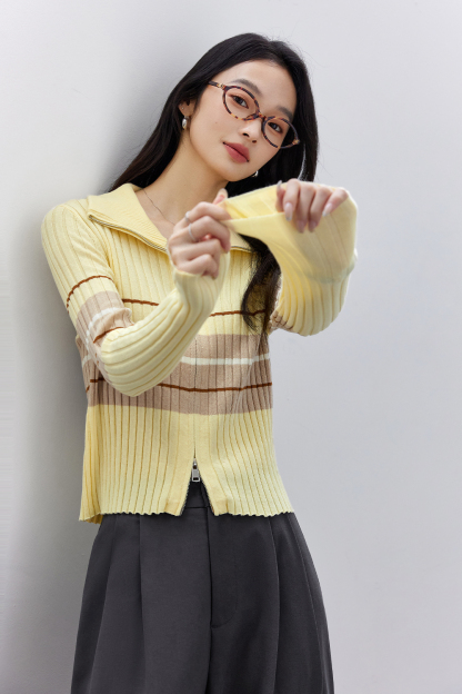 Retro Color-Blocked Striped Sweater