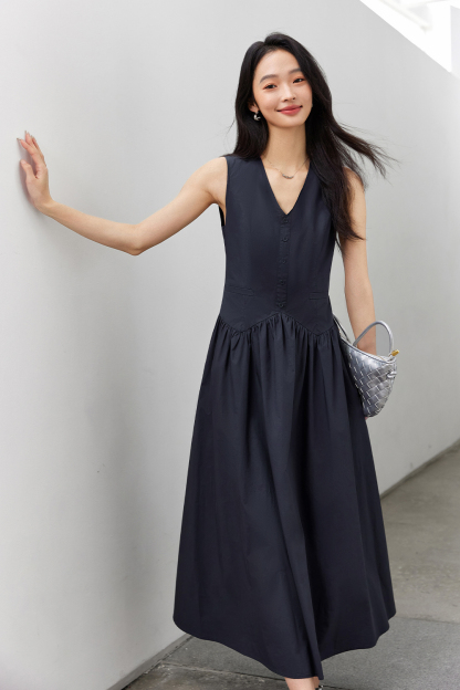 Solid Loose Cotton Dress