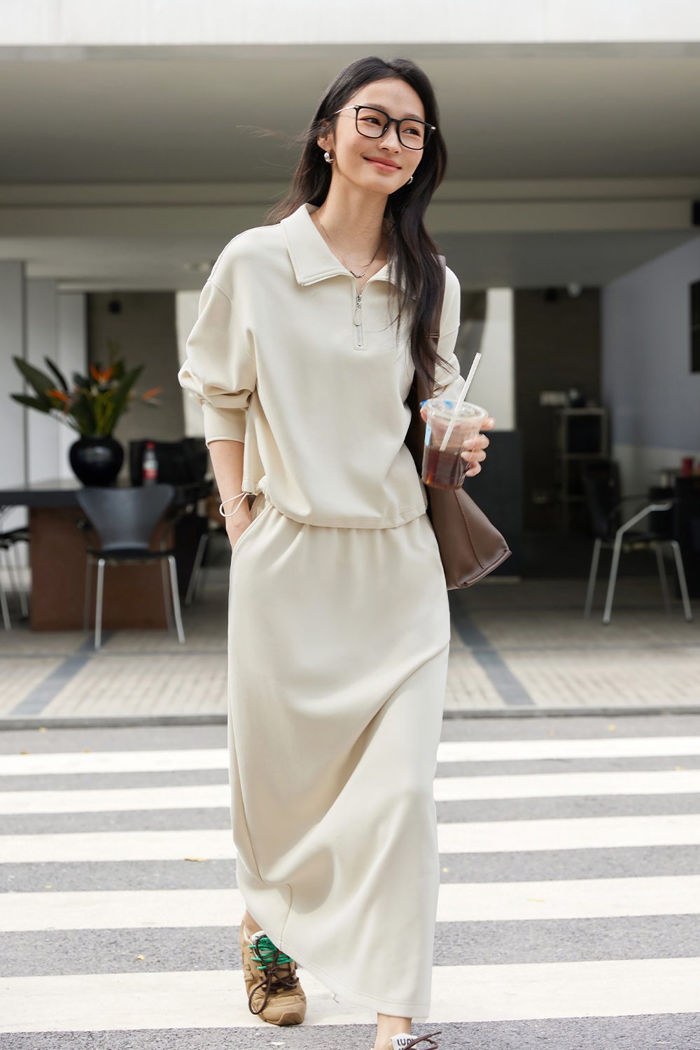 Comfortable Beige Sports Suit