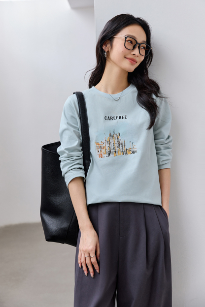 Scenery Print Cotton T-shirt