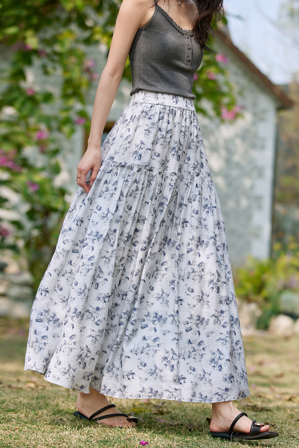 Fresh Tencel Printed Skirt-VIMLYSTORE