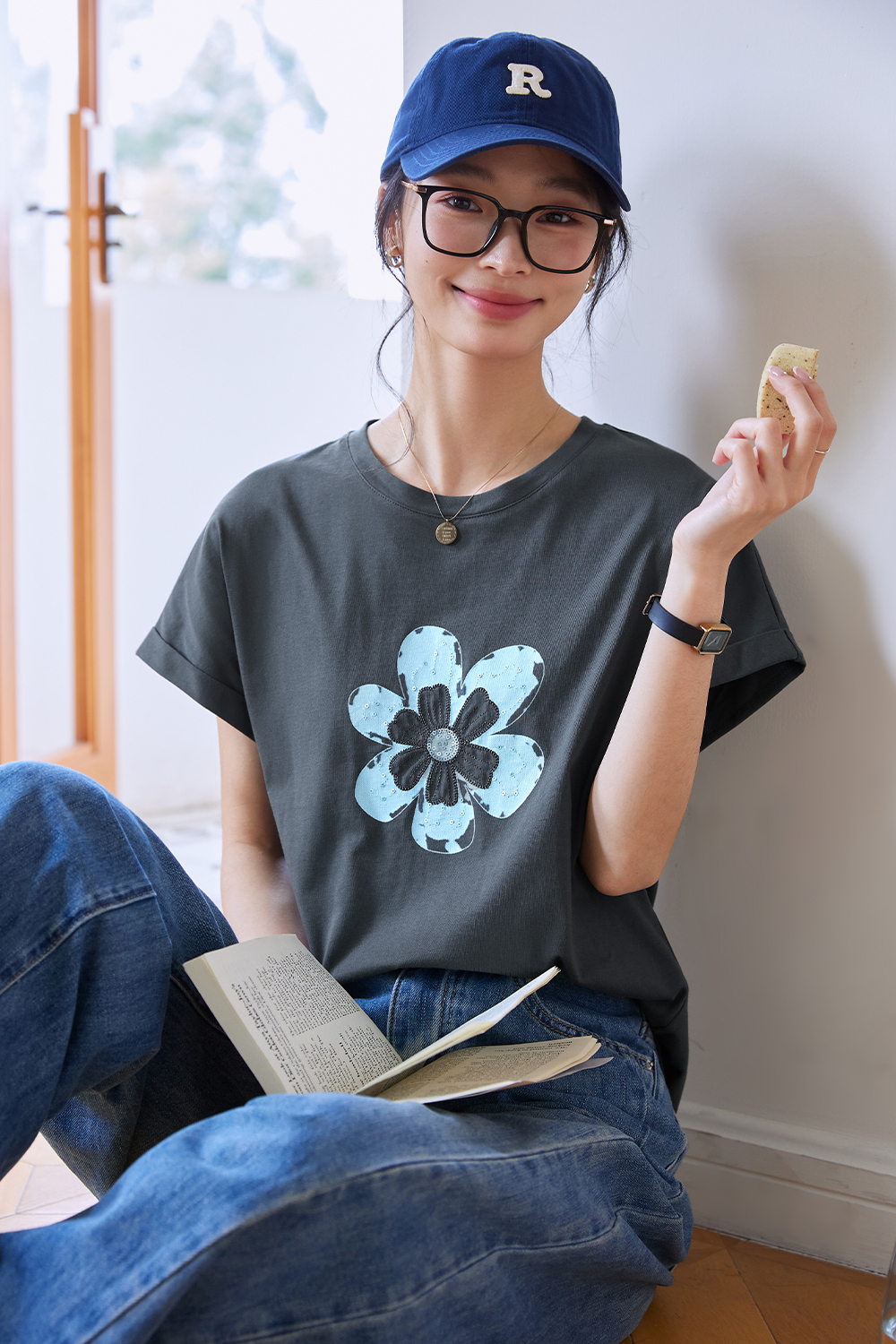 Flower Pattern Printed T-Shirt