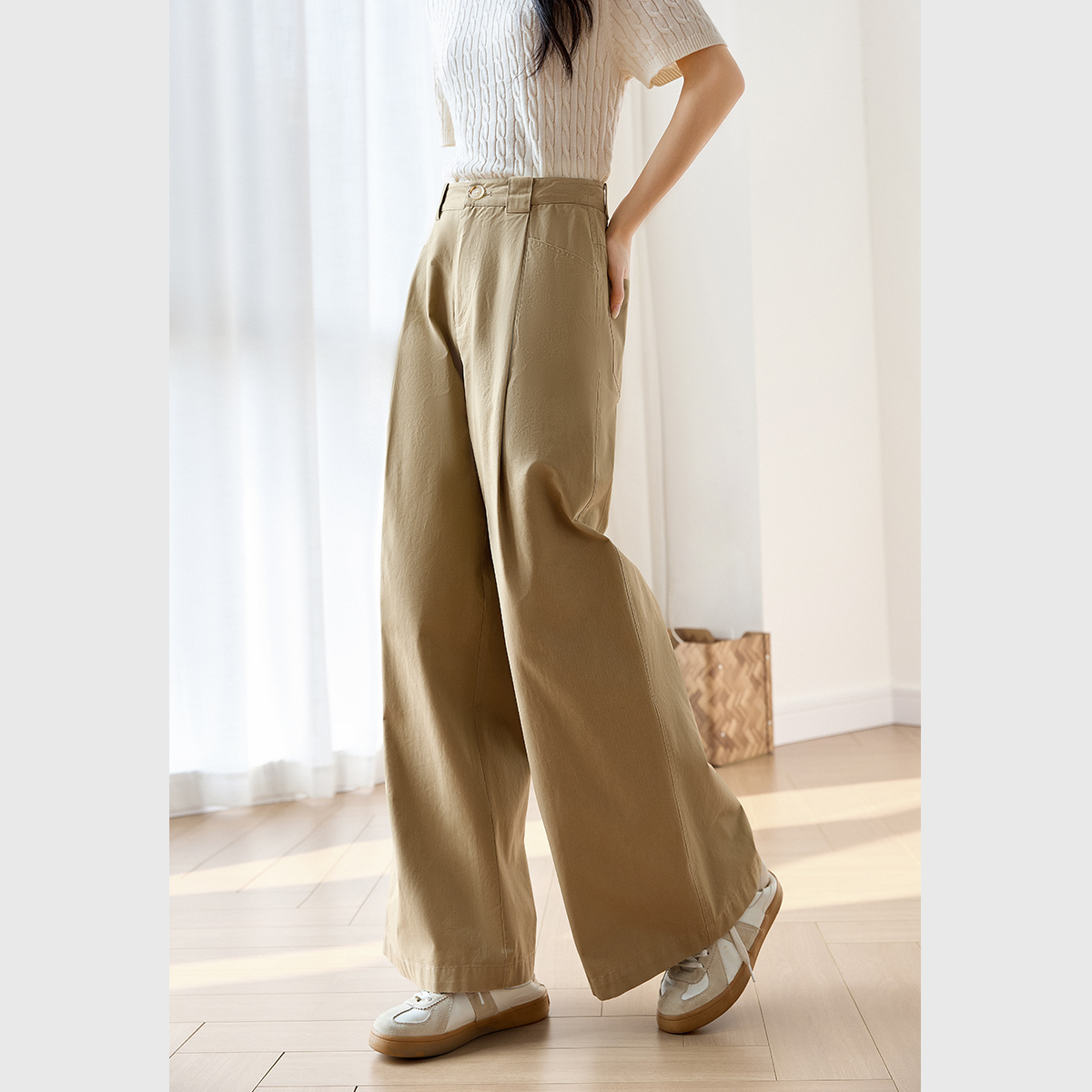 Pure Cotton Loose Versatile Wide-Leg Pants
