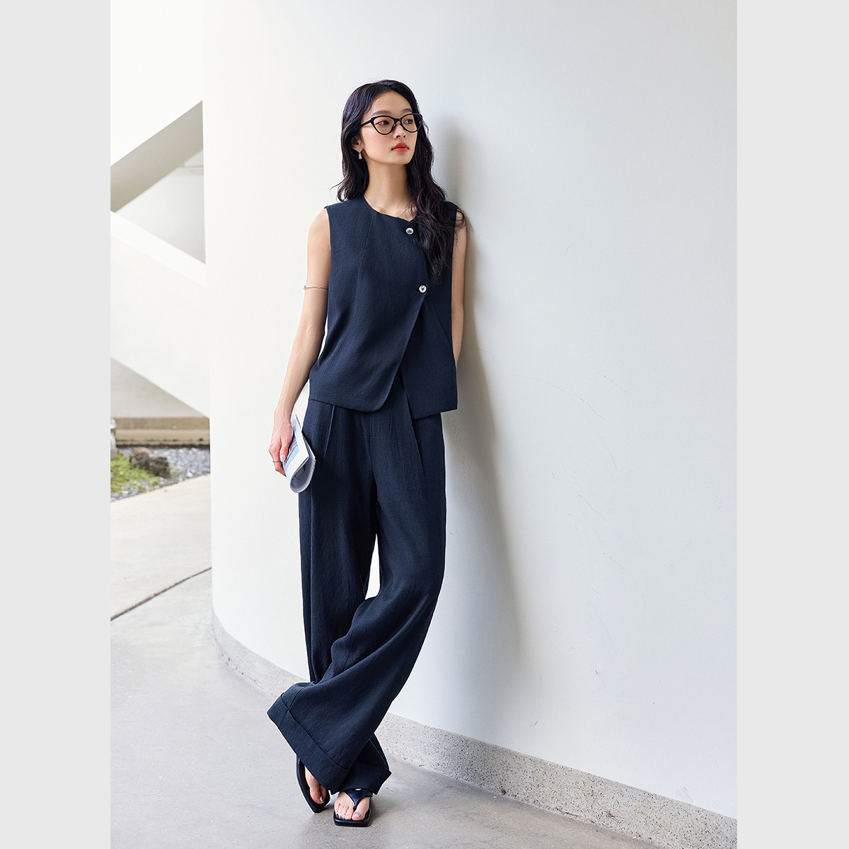 Linen Blended Vest Suit