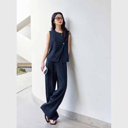 Linen Blended Vest Suit