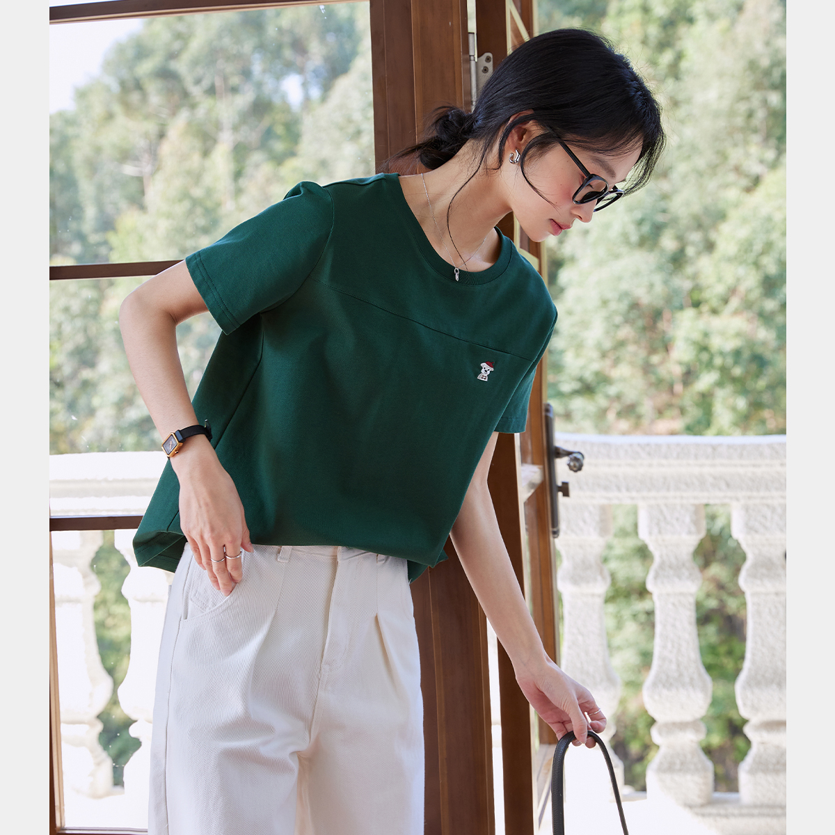 Animal Embroidery Straight T-Shirt