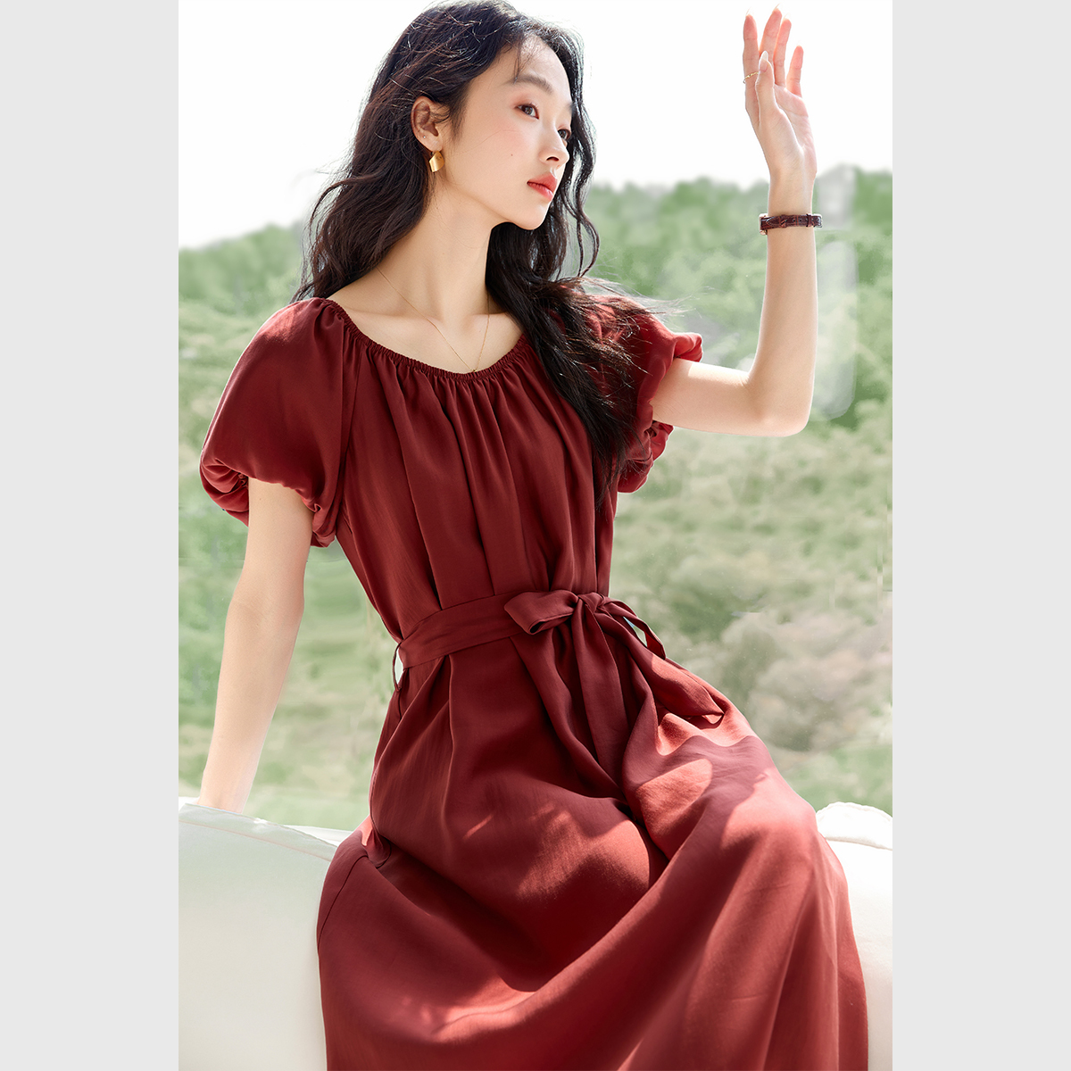 Elegant Puff Sleeve Dress