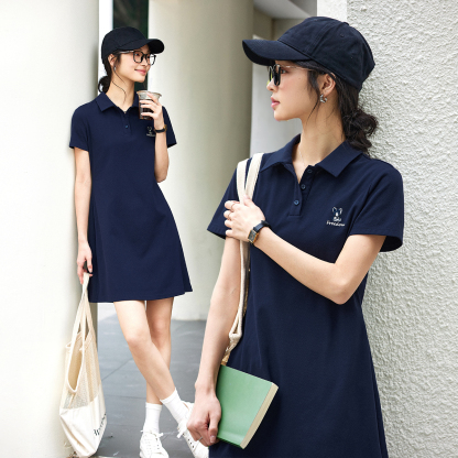 Polo Neck Rabbit Embroidered Dress