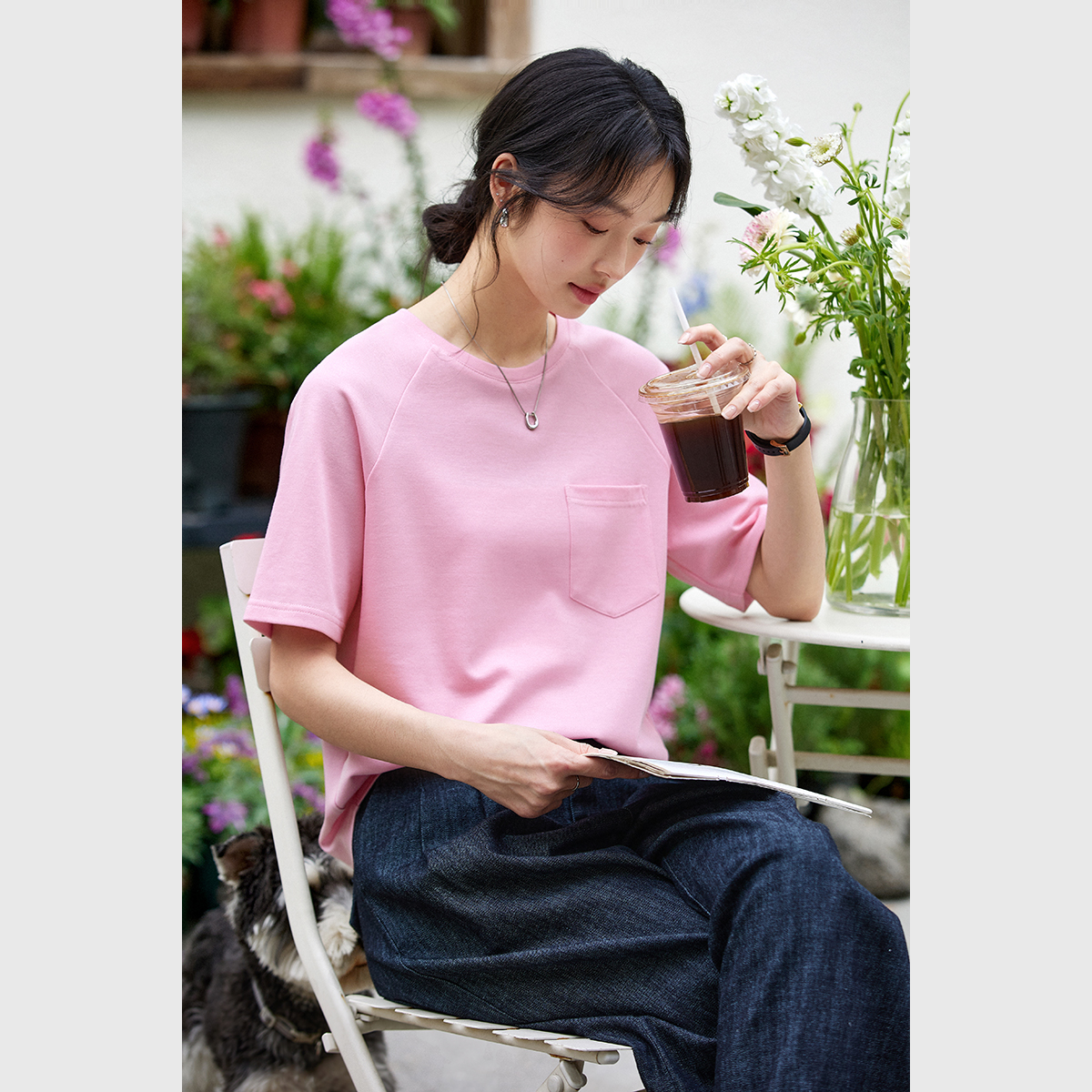 Loose T-Shirt With Patch Pockets
