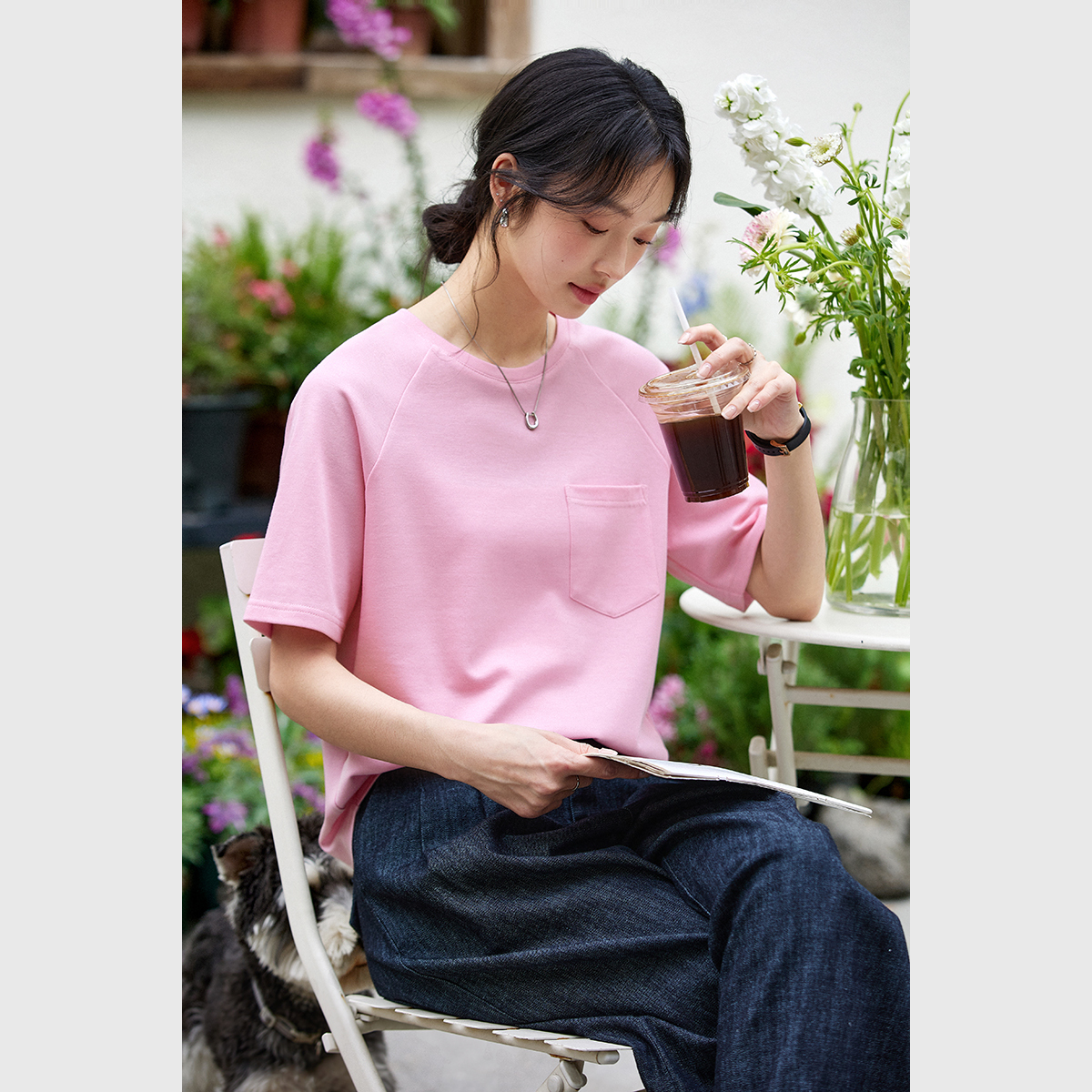 Loose T-Shirt With Patch Pockets