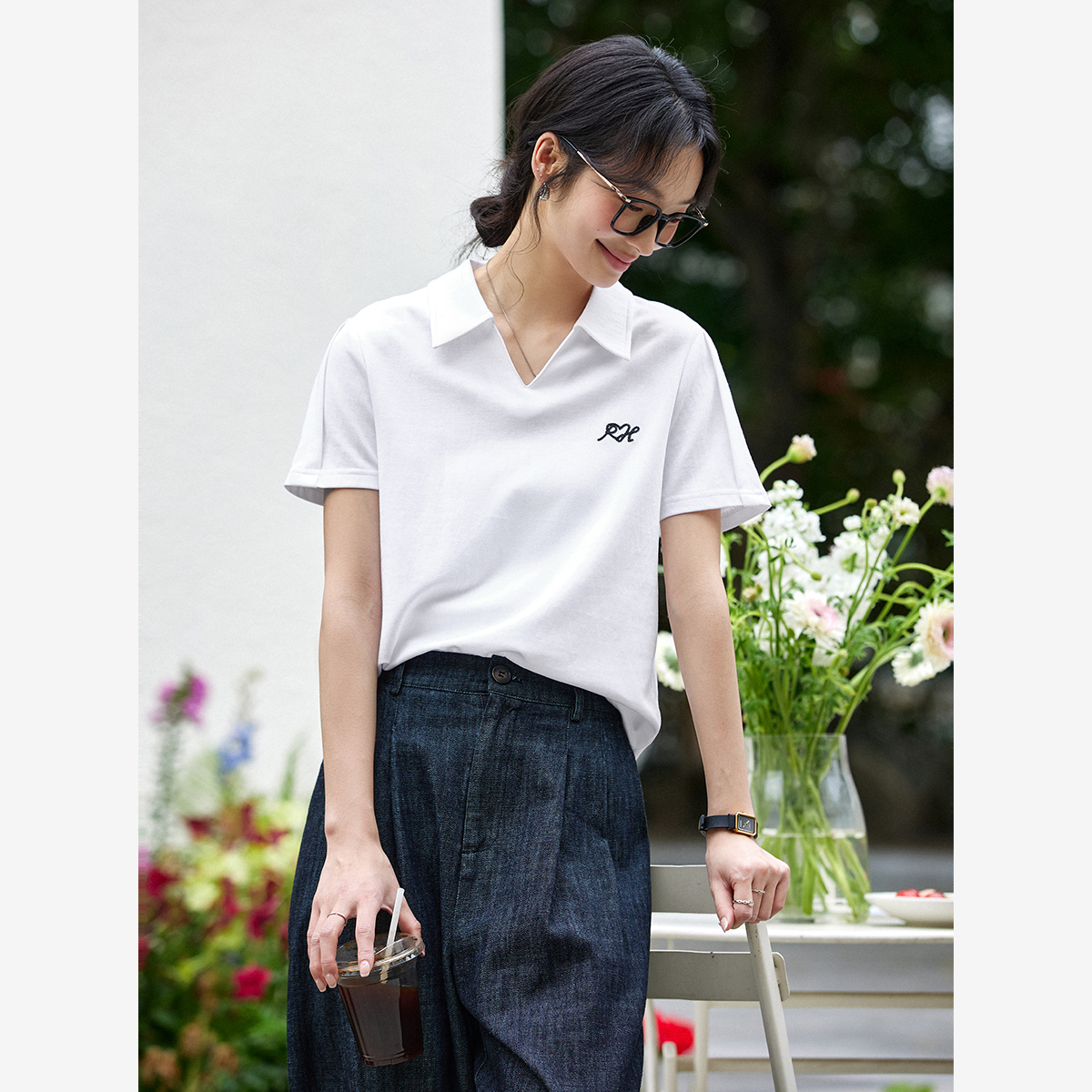 Lapel Cotton T-Shirt