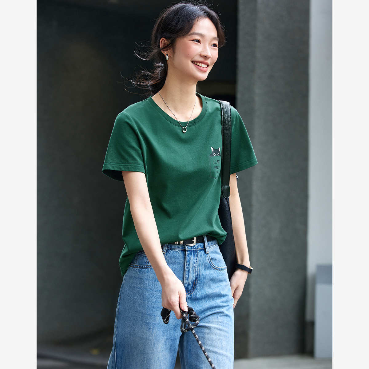 Cotton Pocket Cat T-Shirt