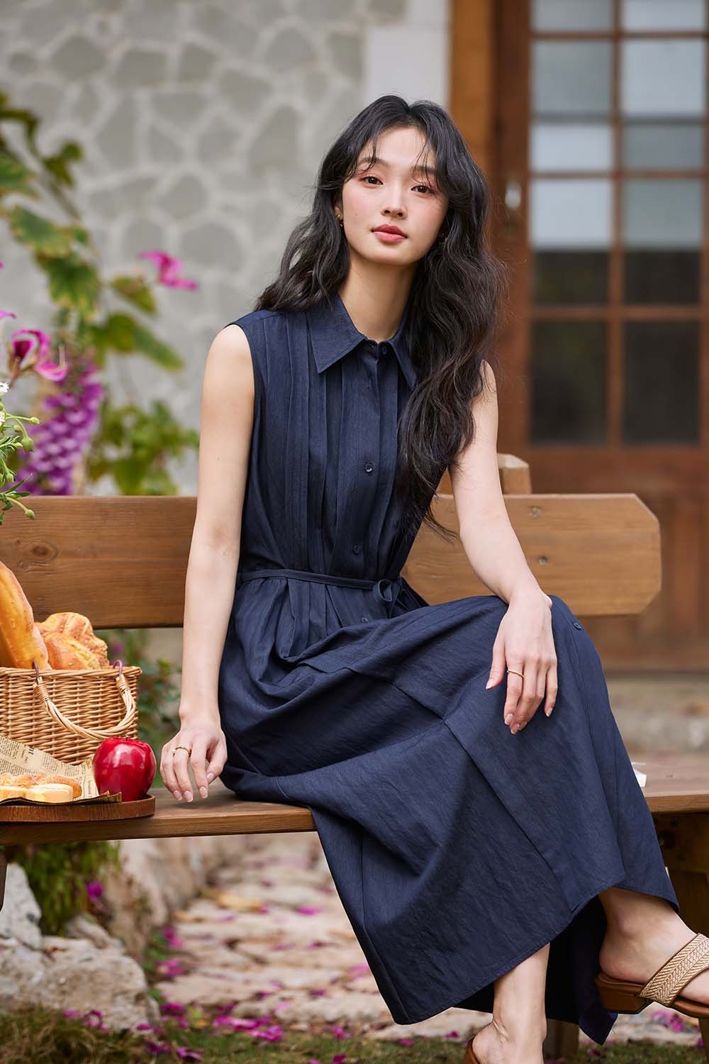 Solid Color Sleeveless A-Line Dress