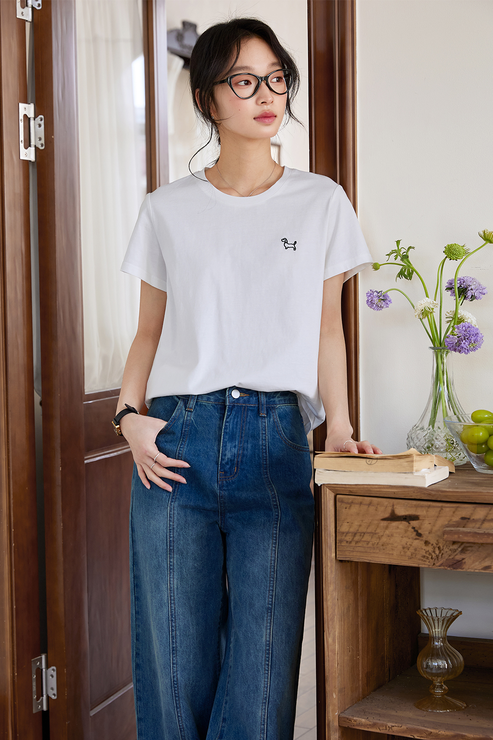 Lines Puppy Casual T-Shirt-VIMLYSTORE