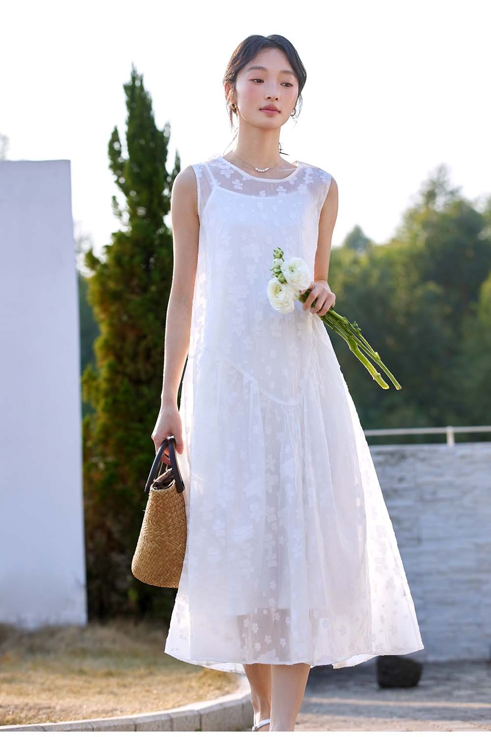 Dark Pattern Jacquard Loose Vest Dress