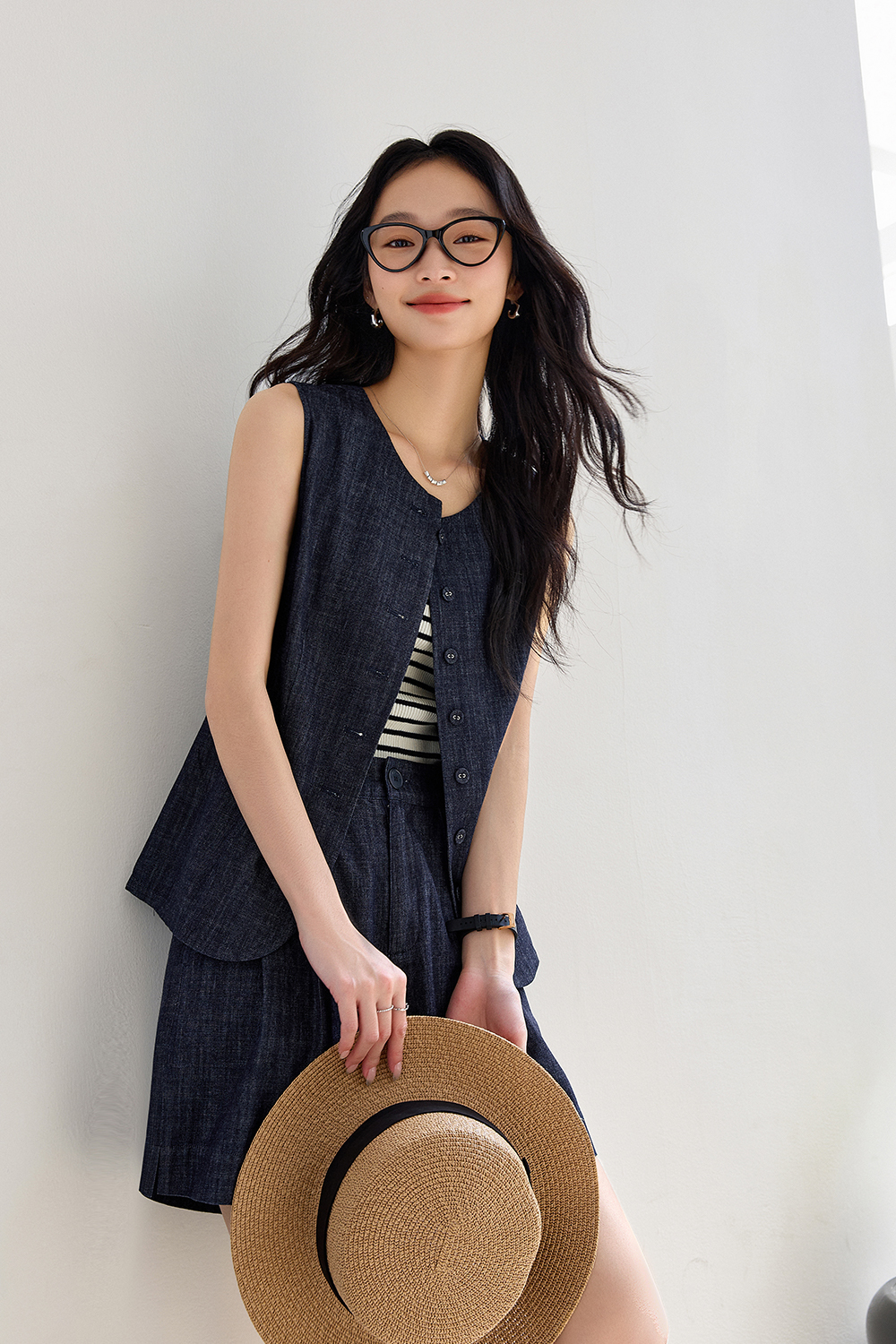 Old Money Style Pure Cotton Denim Suit