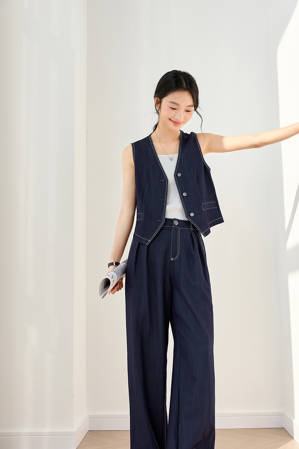 Exposed Stitching Casual Suit