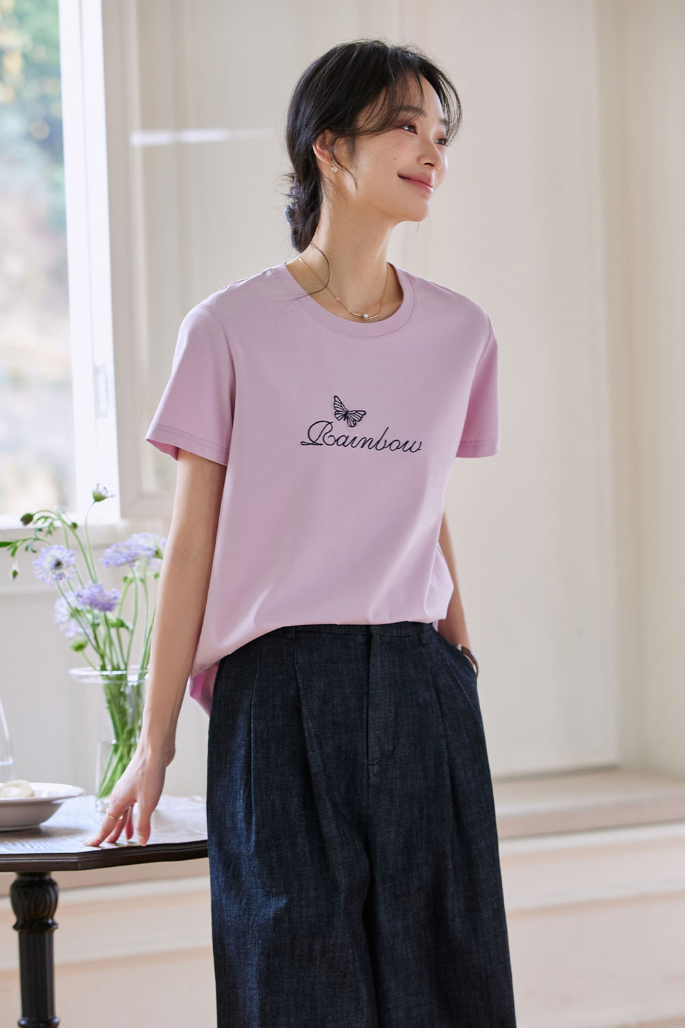 Exquisite Butterfly Embroidered T-Shirt-VIMLYSTORE