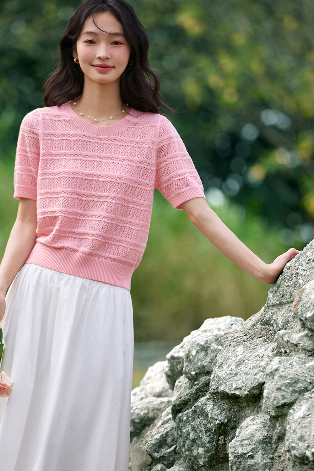 Openwork Striped Sweater