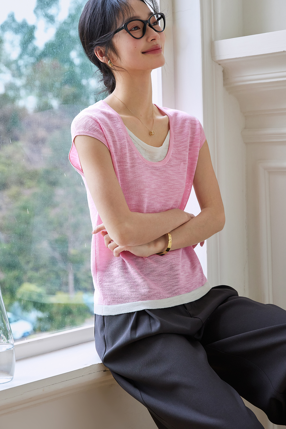 Fake Two-Piece Straight Knit Sweater