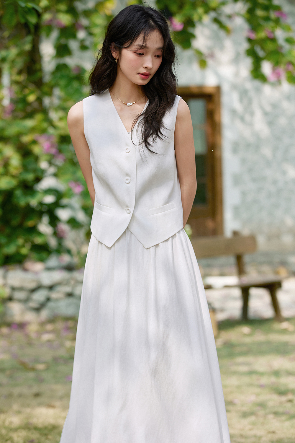 Off-White Simple Two-Piece Suit-VIMLYSTORE