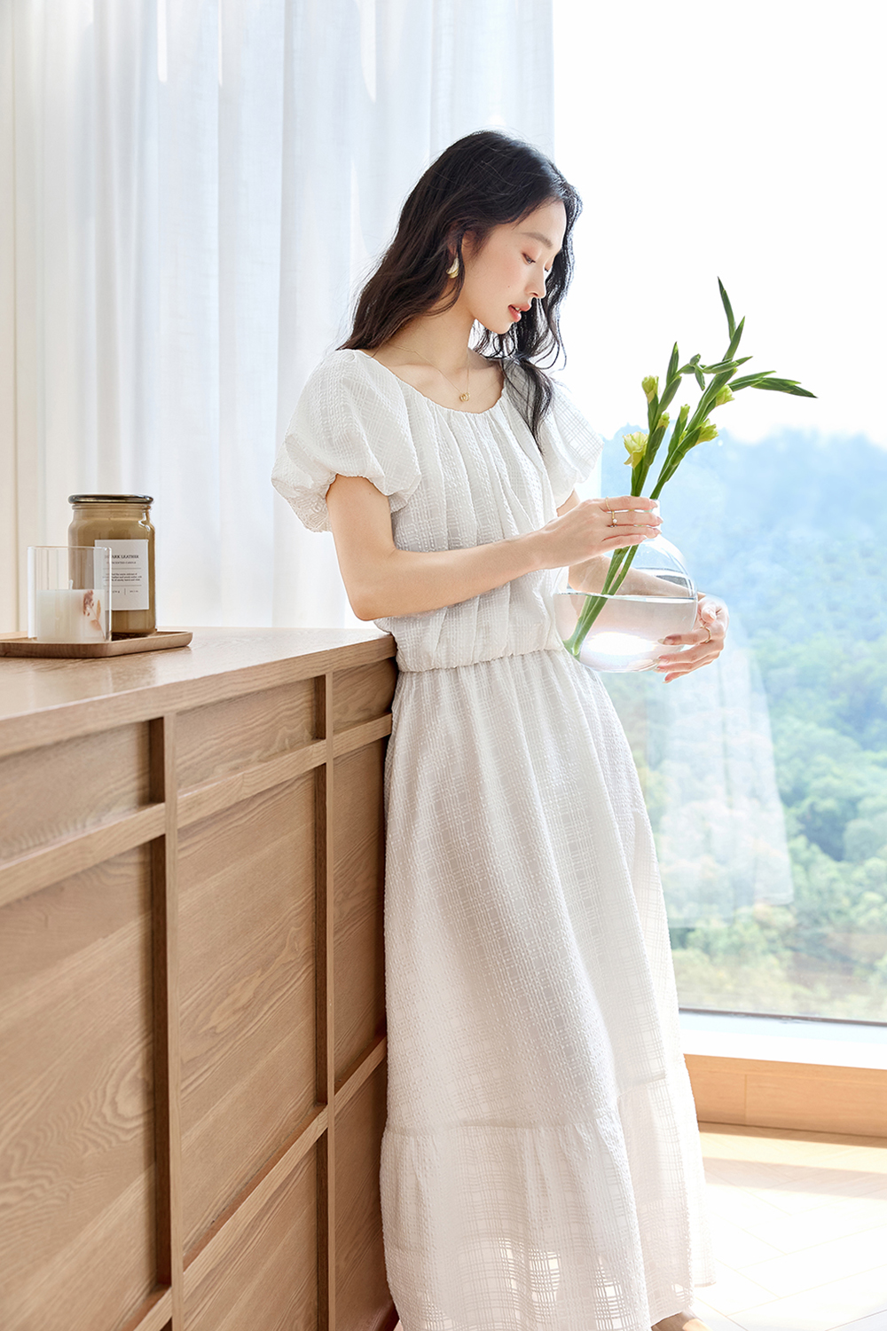 Simple U-Neck Top with High-Waist Skirt Set-VIMLYSTORE