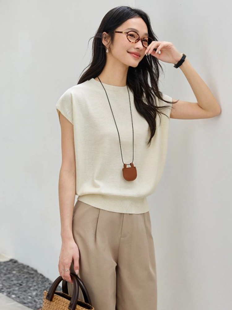 Sleeveless Round Neck Sweater-VIMLYSTORE