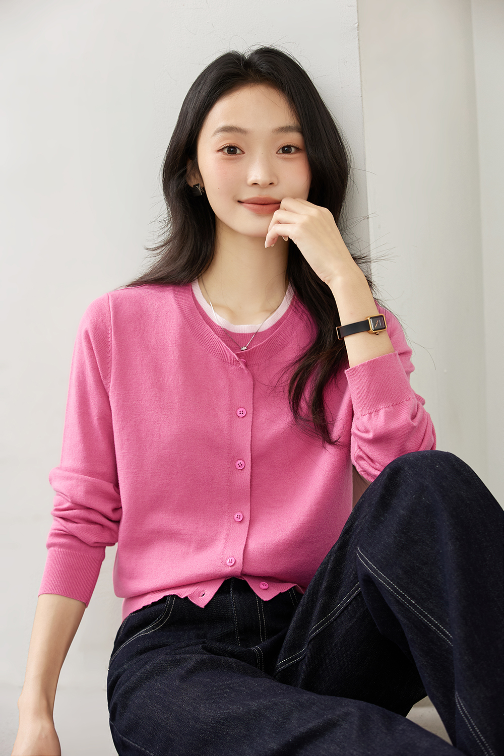 Faux Two-Layer Knit Cardigan Coat-VIMLYSTORE