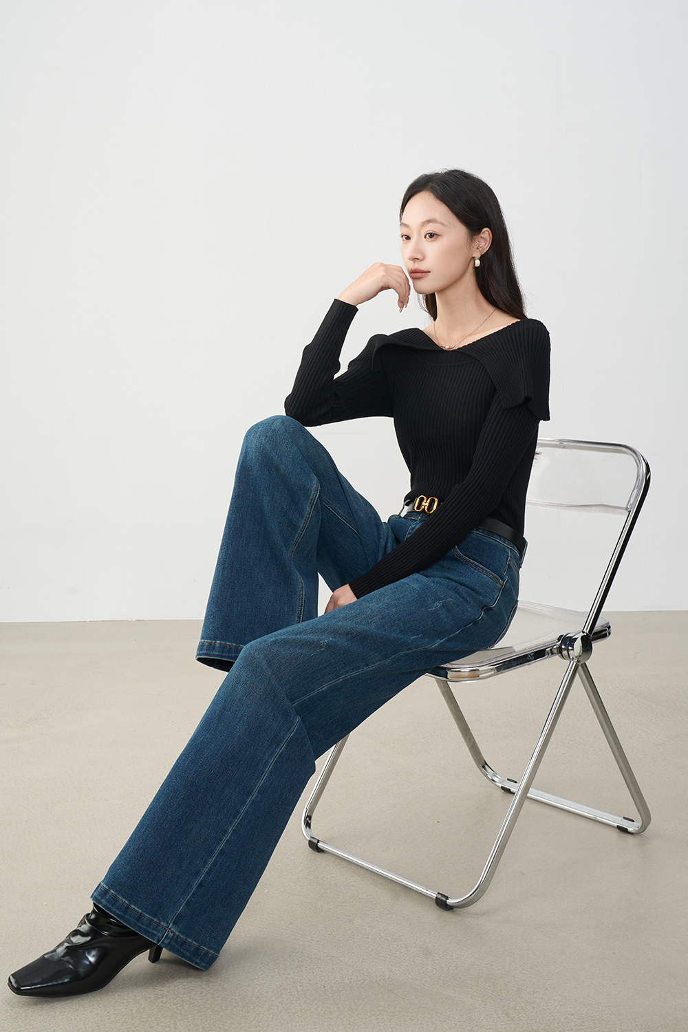 Retro denim blue slim jeans-VIMLYSTORE