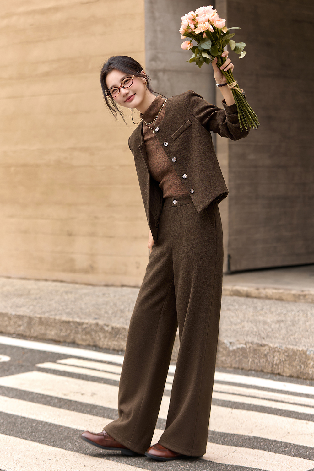 Coffee-colored vintage elegant suit