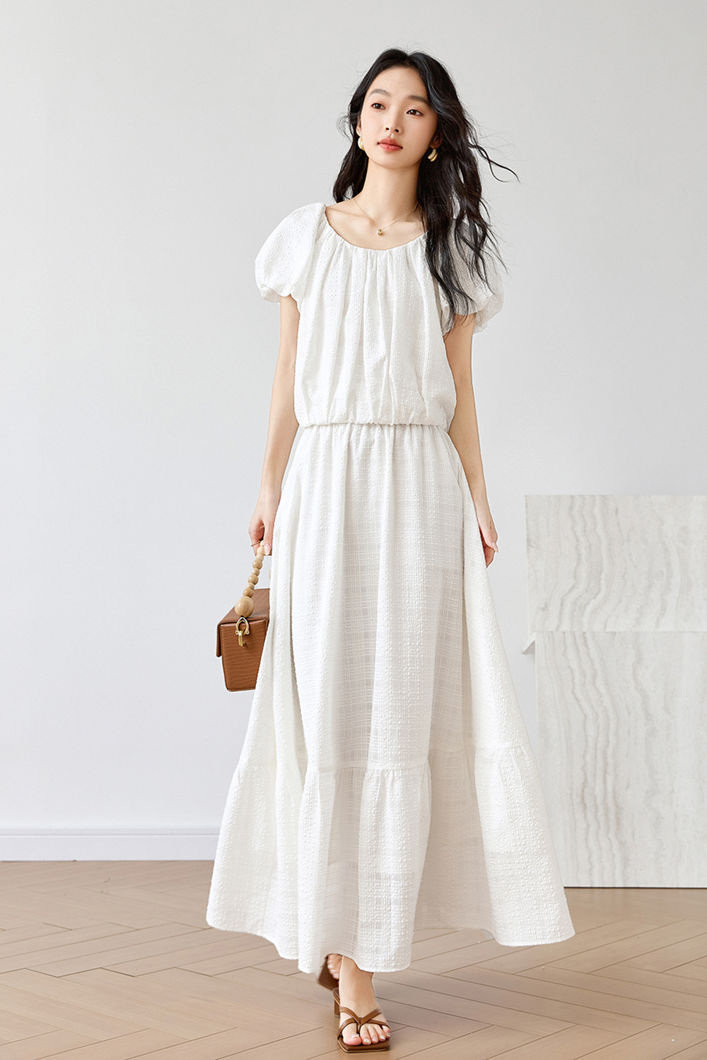 Simple U-Neck Top with High-Waist Skirt Set-VIMLYSTORE