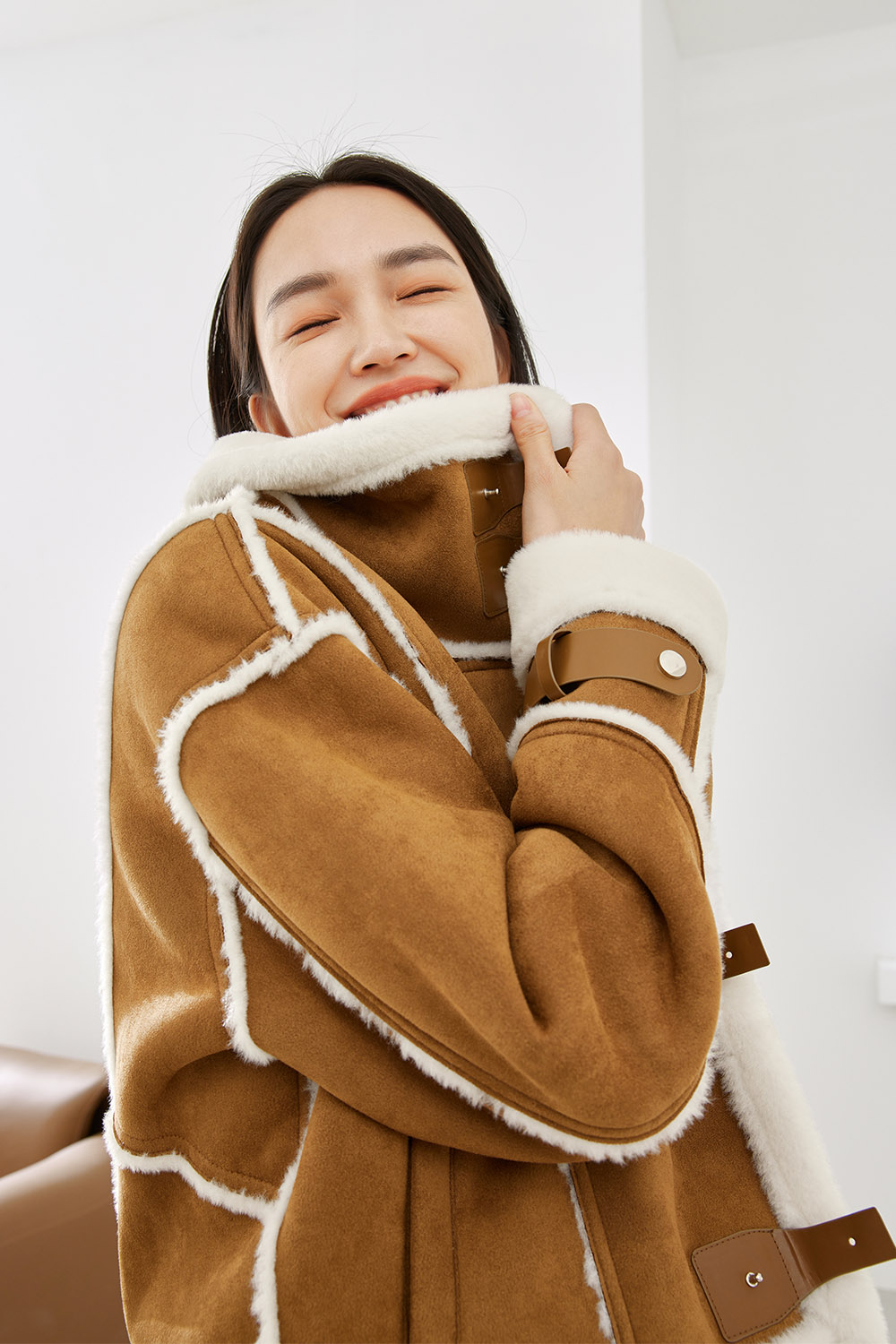 Leather and fur jacket-VIMLYSTORE