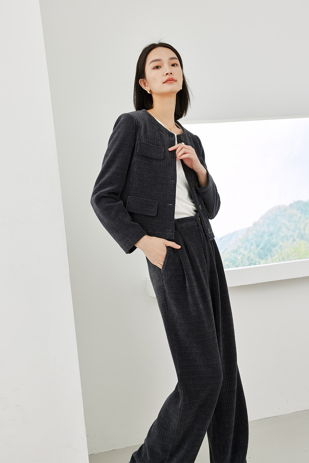 Fashionable Corduroy Two-Piece Set-VIMLYSTORE