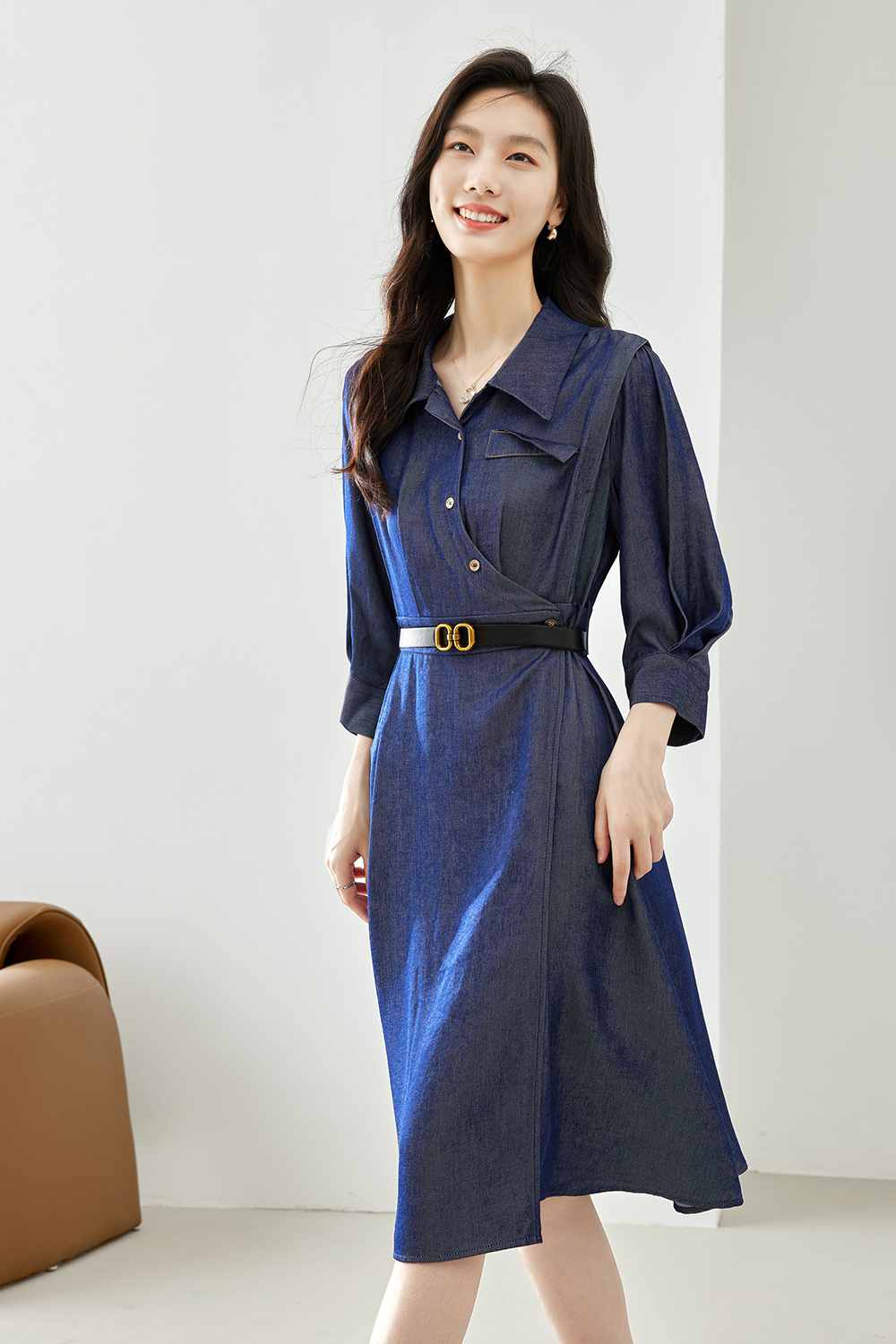 Deep denim blue dress-VIMLYSTORE