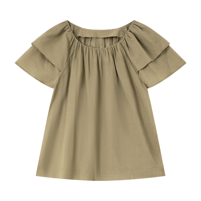 Solid Color Cotton And Linen Short-Sleeved Shirt