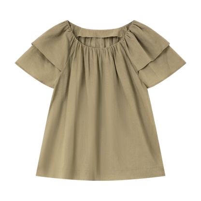 Solid Color Cotton And Linen Short-Sleeved Shirt