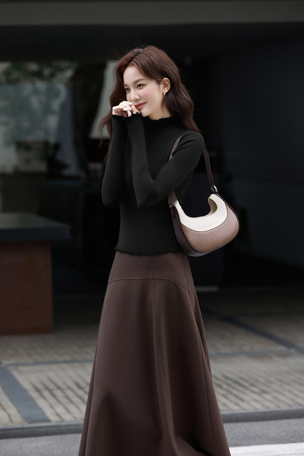 Wave Edge Mock Neck Slim-Fit Slimming Knit Sweater-VIMLYSTORE