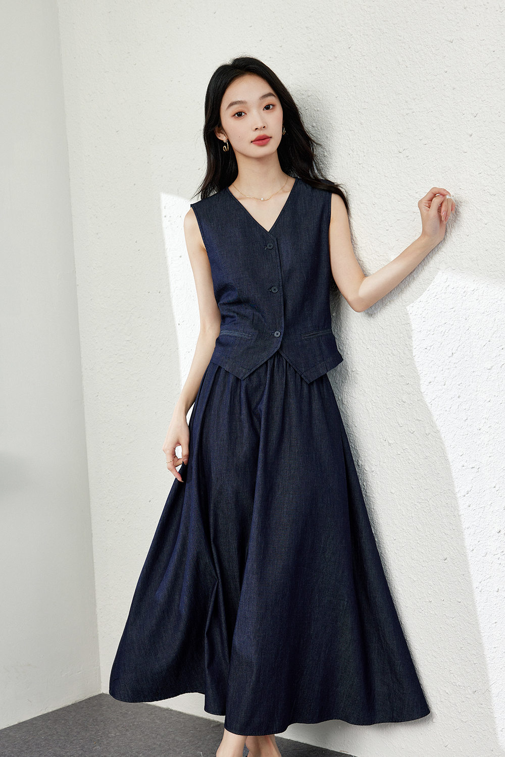 Lightweight Denim Two-Piece Set