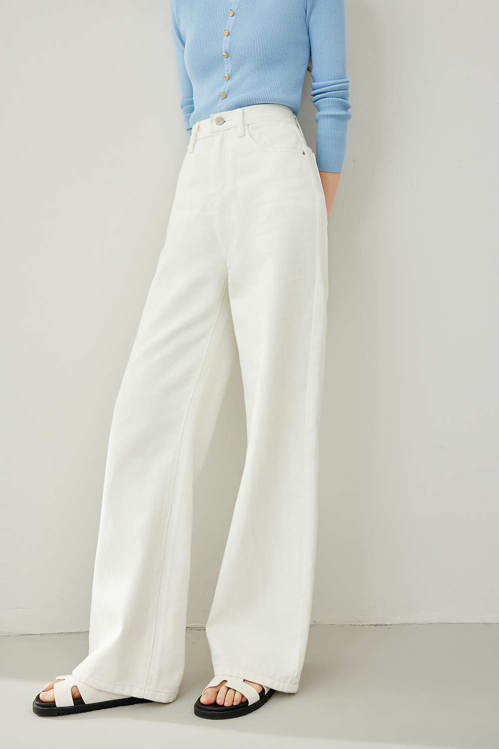 High Waist White Jeans-VIMLYSTORE
