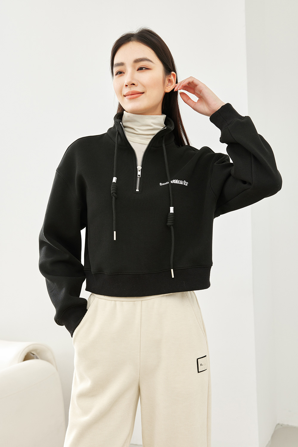 Stand Collar Zipper Hoodie