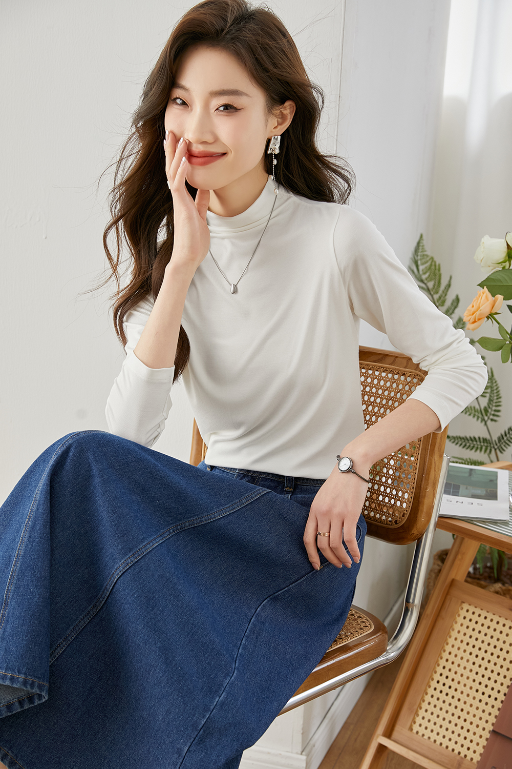 High-Elastic Stand Collar Base Shirt-VIMLYSTORE