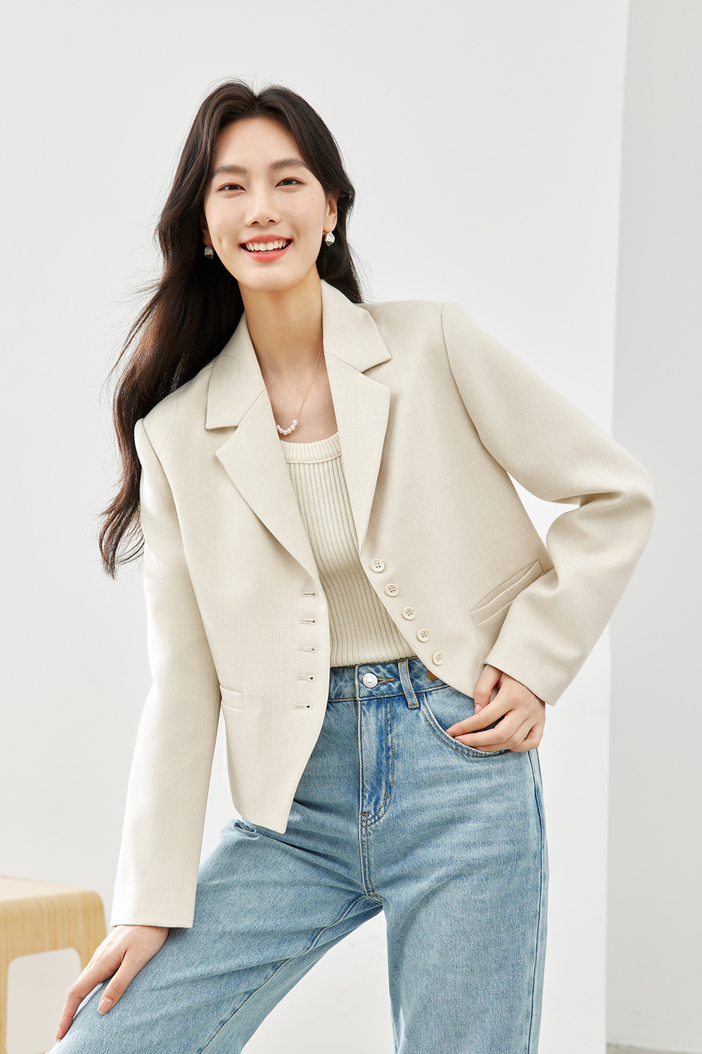 Solid Color Short Suit Jacket