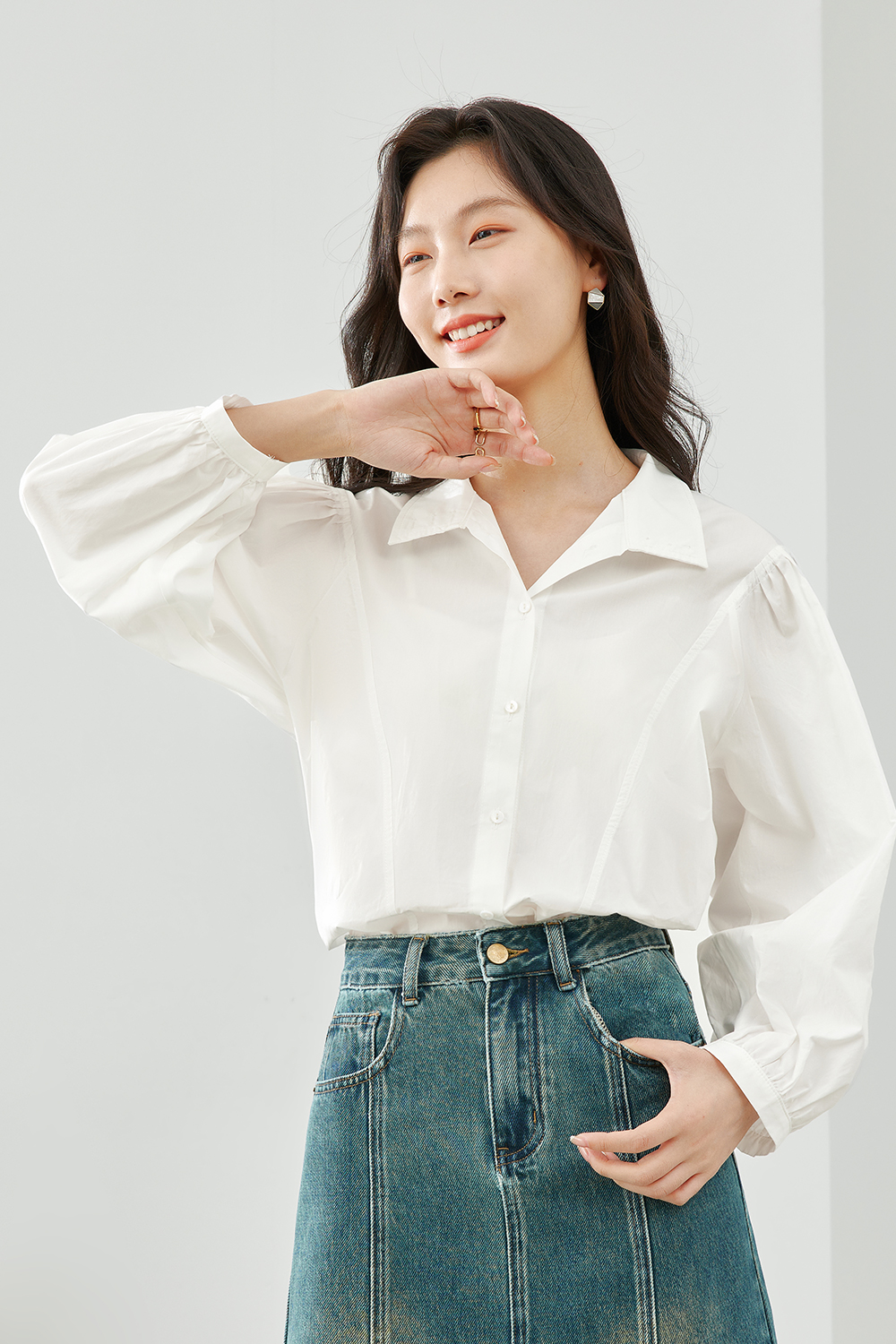 Pure Cotton Turn-down Collar Shirt