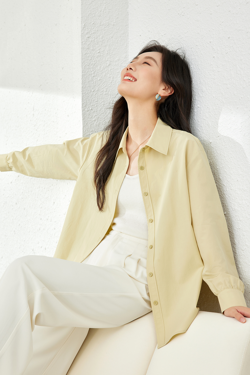 Temperament solid color shirt-VIMLYSTORE