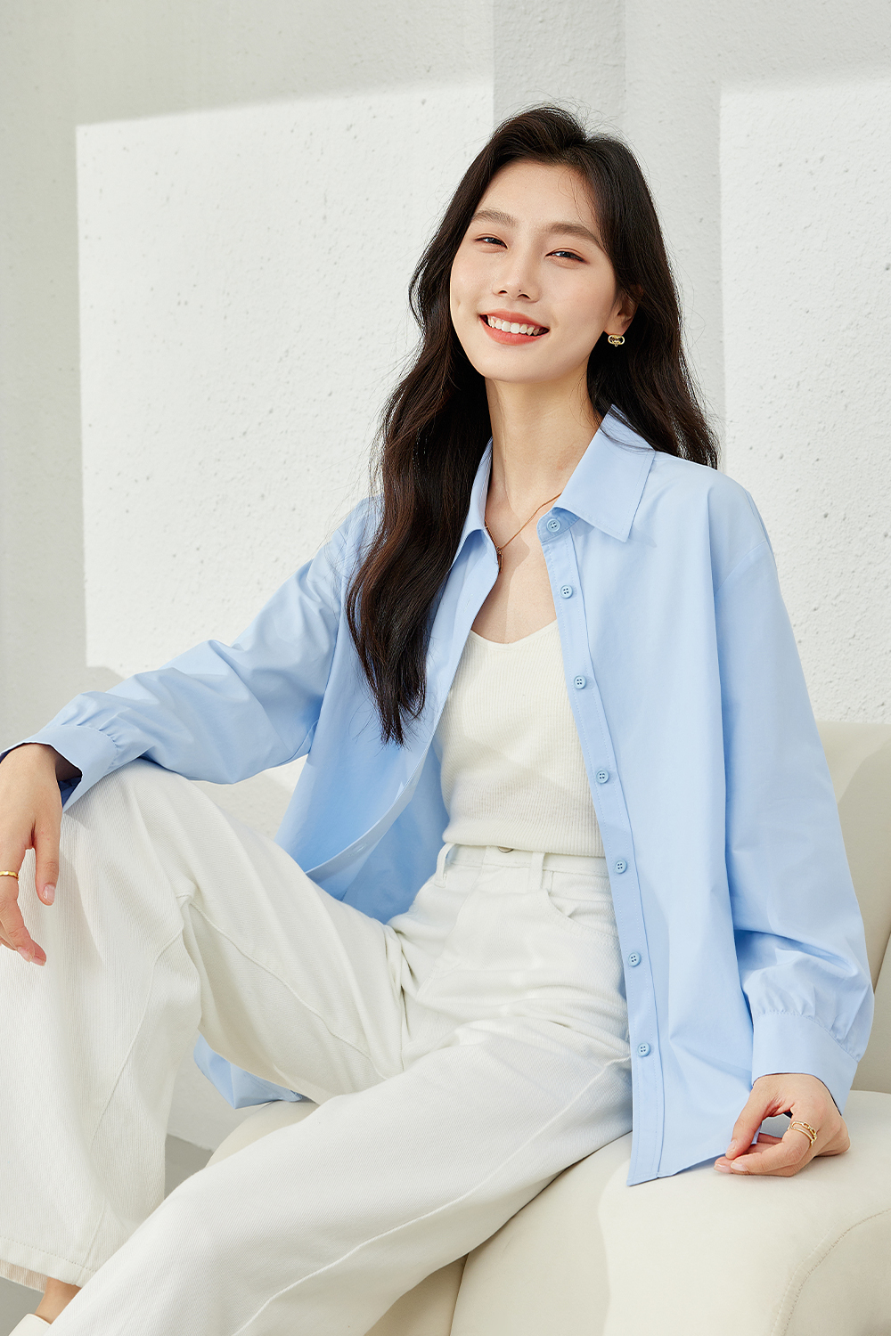 Temperament solid color shirt